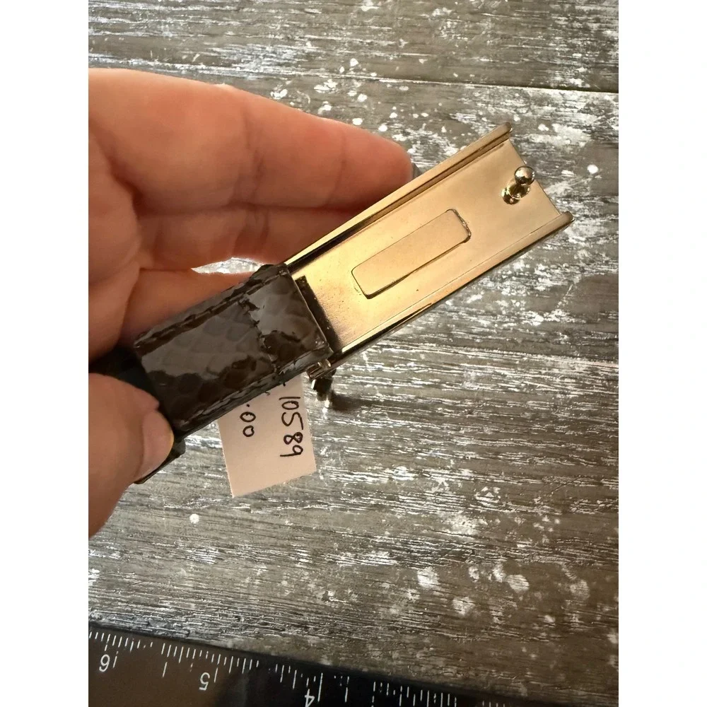 Cara New York Faux Snakeskin Belt Black Padlock Key Charm New